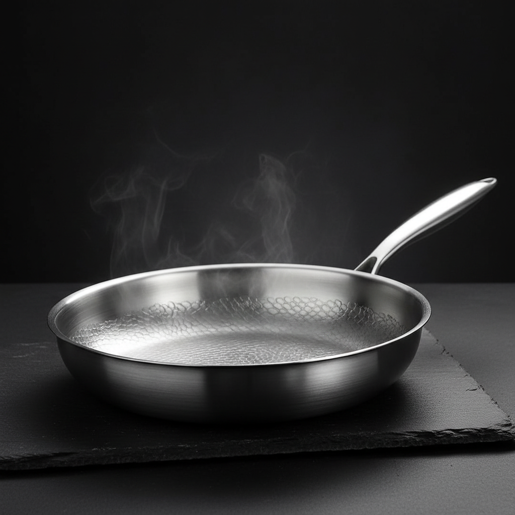The Forge Pan - 3/4 angle with steam